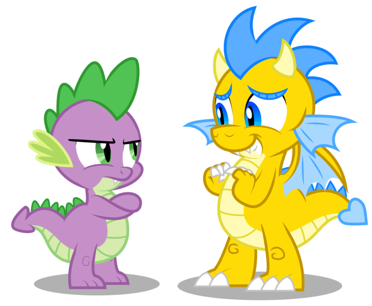 Size: 2786x2294 | Tagged: artist:aleximusprime, autobot, autobots in equestria, bumblebee, derpibooru import, dragon, dragonified, grin, nervous grin, safe, simple background, smiling, species swap, spike, transformers