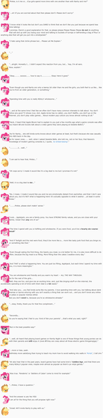 Size: 852x3427 | Tagged: applejack, artist:dziadek1990, board game, bondage, conversation, derpibooru import, dialogue, emotes, emote story, family, game, gamer, implied apple bloom, implied rarity, implied scootaloo, implied sweetie belle, just text, madame le flour, mr. turnip, pandemic, party of one, pinkie pie, portal (valve), rarara, reddit, reference, safe, slice of life, straitjacket, text, the settlers of catan, video game