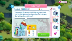 Size: 1334x750 | Tagged: safe, derpibooru import, rainbow dash, pegasus, pony, cute, eyes closed, female, game screencap, gameloft, group quest, happy, mare, rainbow crash, smiling, solo, synesthesia