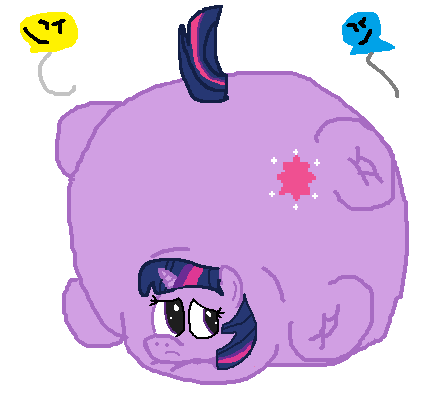 Size: 423x393 | Tagged: questionable, artist:theinflater19, derpibooru import, twilight sparkle, unicorn, 1000 hours in ms paint, balloon, cutie mark, hyper, hyper inflation, inflation, simple background, white background