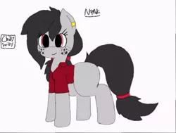 Size: 512x387 | Tagged: safe, artist:chillywilly, derpibooru import, oc, oc:nandi, earth pony, pony, clothes, ear piercing, earring, female, freckles, jewelry, piercing, shirt, solo