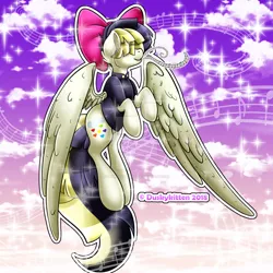 Size: 1024x1024 | Tagged: safe, artist:duskykitten94, derpibooru import, songbird serenade, pegasus, pony, my little pony: the movie, bow, female, hair bow, mare, music notes, singing, solo