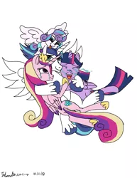 Size: 2550x3300 | Tagged: safe, artist:jd-canvas, derpibooru import, princess cadance, princess flurry heart, shining armor, twilight sparkle, twilight sparkle (alicorn), alicorn, pony, alicornified, baby, baby pony, crying, cute, cutedance, flurrybetes, foal, good end, group hug, hug, immortality blues no more, liquid pride, one happy family, prince shining armor, race swap, shining adorable, sweet dreams fuel, together forever, wholesome