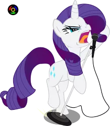 Size: 3036x3486 | Tagged: safe, artist:kyoshyu, derpibooru import, rarity, unicorn, angry, bipedal, cutie mark, female, full body, image, microphone, on one hoof, png, simple background, singing, transparent background, vector