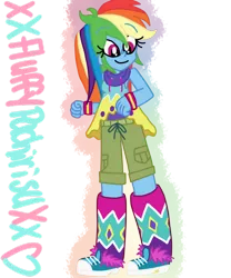 Size: 1024x1229 | Tagged: safe, artist:xxfluffypachirisuxx, derpibooru import, rainbow dash, equestria girls, legend of everfree, camp fashion show outfit, clothes, converse, shoes, simple background, sneakers, solo, transparent background