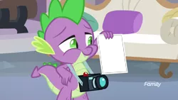 Size: 1920x1080 | Tagged: camera, derpibooru import, discovery family logo, dragon, edit, edited screencap, exploitable meme, male, meme, non-compete clause, photo, safe, screencap, smiling, spike, spike's photo, template