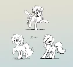 Size: 1086x1000 | Tagged: safe, artist:xbi, derpibooru import, oc, unofficial characters only, pony, 30 minute art challenge, braid, gradient background, sketch, sketch dump