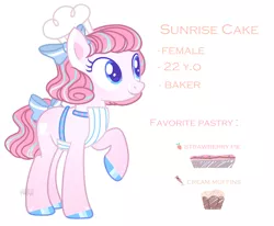 Size: 1744x1440 | Tagged: safe, artist:harusocoma, derpibooru import, oc, oc:sunrise cake, earth pony, pony, female, mare, raised hoof, reference sheet, solo