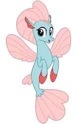 Size: 2000x3200 | Tagged: artist:cheezedoodle96, changedling, changeling, derpibooru import, disguise, disguised changeling, female, looking at you, non-compete clause, ocellus, safe, seaponified, seapony (g4), seapony ocellus, simple background, smiling, solo, species swap, svg, .svg available, transparent background, vector