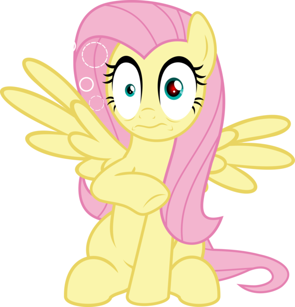 Size: 5276x5490 | Tagged: safe, artist:jhayarr23, derpibooru import, fluttershy, pegasus, pony, non-compete clause, absurd resolution, faic, female, mare, raised hoof, reaction image, red eye, shocked, simple background, sitting, solo, spread wings, squeans, stunned, transparent background, vector, wings