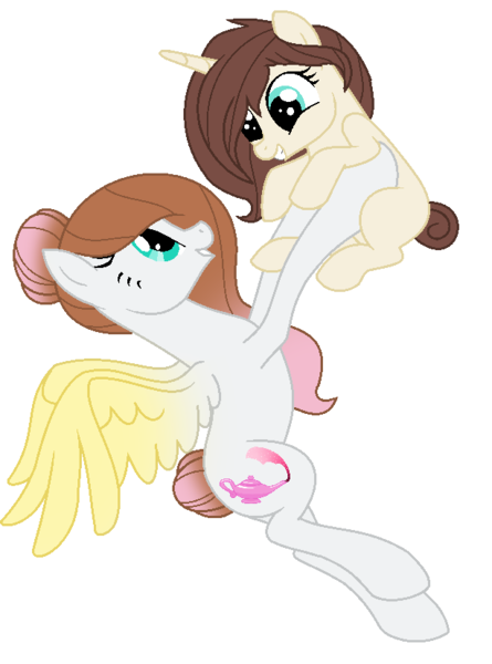 Size: 614x828 | Tagged: safe, artist:cindydreamlight, derpibooru import, oc, oc:annabelle, oc:roxy, unofficial characters only, pegasus, pony, unicorn, female, filly, holding a pony, mare, mother and daughter, simple background, transparent background