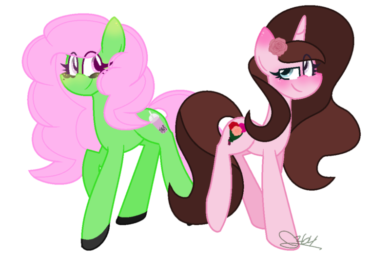 Size: 1024x668 | Tagged: safe, artist:leanne264, derpibooru import, oc, oc:bouquet, oc:bubble tea, unofficial characters only, earth pony, pony, unicorn, base used, female, mare, simple background, transparent background