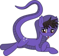 Size: 1763x1694 | Tagged: safe, alternate version, artist:lightningbolt, derpibooru import, ponified, hybrid, original species, pony, snake pony, .svg available, cobra starship, draw me like one of your french girls, fangs, forked tongue, gabe saporta, hood, lidded eyes, looking at you, male, prone, scales, seductive pose, simple background, slit eyes, snake tail, solo, stallion, svg, transparent background, vector