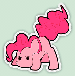 Size: 325x332 | Tagged: safe, artist:papaudopoulos69, derpibooru import, pinkie pie, earth pony, pony, animated, crouching, dot eyes, female, mare, motion blur, pinkie sense, solo, twitchy tail