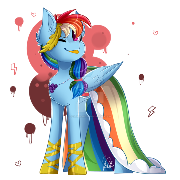 Size: 1024x1024 | Tagged: safe, artist:colirosablitz, derpibooru import, rainbow dash, pegasus, pony, the best night ever, clothes, deviantart watermark, dress, gala dress, obtrusive watermark, one eye closed, simple background, solo, tongue out, transparent background, watermark, wink