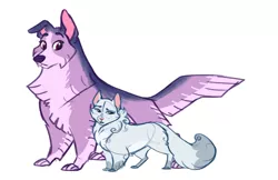 Size: 5100x3300 | Tagged: animal, artist:earthsong9405, cat, catified, derpibooru import, dog, dogified, duo, female, fluffy au, pet, raricat, rarity, safe, simple background, size difference, species swap, twilight barkle, twilight sparkle, white background