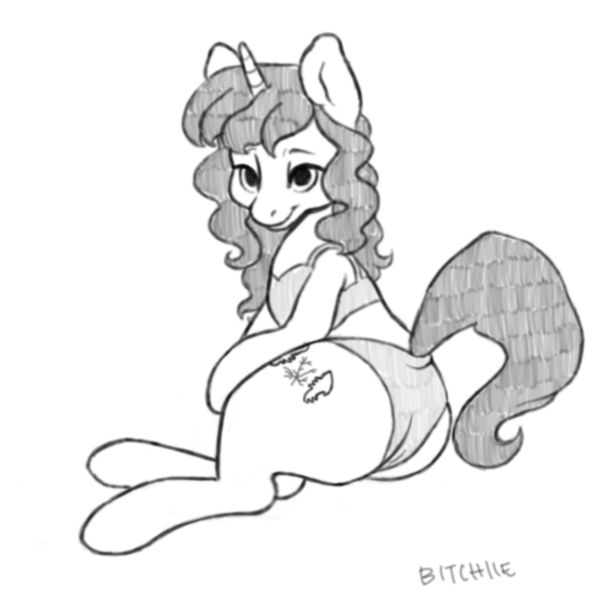 Size: 1949x1923 | Tagged: suggestive, artist:bitchiie, derpibooru import, oc, oc:blooming corals, pony, unicorn, bikini, clothes, solo, swimsuit