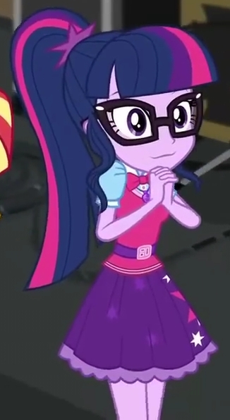 Size: 326x596 | Tagged: safe, derpibooru import, screencap, sci-twi, twilight sparkle, equestria girls, movie magic, spoiler:eqg specials, :3, adorkable, begging, belt, bowtie, clothes, cropped, cute, dork, female, geode of telekinesis, glasses, magical geodes, ponytail, skirt, solo, twiabetes, vest