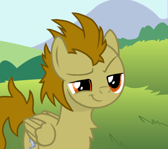Size: 1200x1063 | Tagged: safe, artist:pizzamovies, derpibooru import, oc, oc:twister breeze, unofficial characters only, pegasus, pony, cutie mark, grass field, hill, male, smiling, smirk, solo, vector