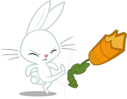 Size: 6148x4779 | Tagged: absurd resolution, angel bunny, artist:chrzanek97, carrot, derpibooru import, dragonshy, food, kicking, safe, simple background, solo, .svg available, transparent background, vector