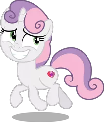 Size: 7408x8665 | Tagged: safe, artist:chrzanek97, derpibooru import, sweetie belle, pony, unicorn, hard to say anything, absurd resolution, awkward smile, cute, diasweetes, female, filly, grin, running, simple background, smiling, solo, transparent background, vector