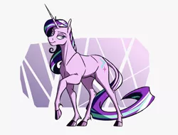 Size: 4100x3108 | Tagged: safe, artist:akweer, derpibooru import, starlight glimmer, pony, unicorn, abstract background, female, mare, raised hoof, smiling, solo