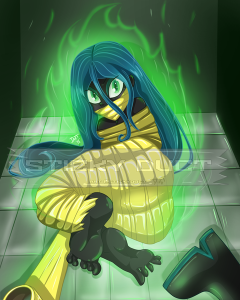 Size: 2000x2500 | Tagged: questionable, artist:stickyduct, derpibooru import, queen chrysalis, human, equestria girls, ass, barefoot, boot, bugbutt, duct tape, equestria girls-ified, feet, female, fetish, fire, foot fetish, gag, green fire, high res, humanized, jackpot, looking at you, mummification, nudity, obtrusive watermark, roll, side, soles, solo, solo female, tape bondage, tape gag, watermark, wrapped up