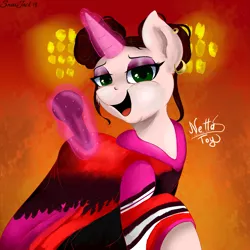 Size: 2053x2053 | Tagged: safe, artist:shadowreindeer, derpibooru import, ponified, pony, unicorn, eurovision 2018, eurovision song contest, microphone, netta toy, solo