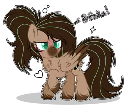 Size: 1024x883 | Tagged: safe, artist:mintoria, derpibooru import, oc, oc:mint, unofficial characters only, pegasus, pony, baka, blushing, chest fluff, female, freckles, heart, mare, ponytail, raised hoof, simple background, solo, transparent background, tsundere, two toned wings, unshorn fetlocks