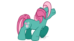 Size: 600x338 | Tagged: safe, artist:anscathmarcach, derpibooru import, minty, earth pony, pony, animated, cute, dancing, female, frame by frame, g3, hair flip, mare, mintabetes, simple background, solo, white background