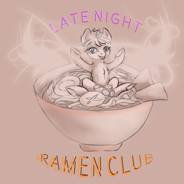 Size: 2000x2000 | Tagged: safe, artist:mdwines, derpibooru import, oc, pony, adoptable, club, commission, cup, cup of pony, cute, food, micro, night, noodles, party, ponies in food, ramen, sketch, solo, ych example, your character here