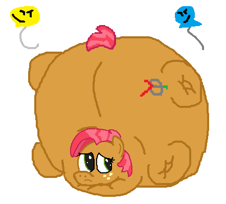 Size: 442x399 | Tagged: artist:theinflater19, babs seed, balloon, belly, blimp seed, derpibooru import, impossibly large belly, inflation, questionable