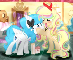 Size: 1647x1361 | Tagged: safe, artist:xxmelody-scribblexx, derpibooru import, oc, oc:melody scribble, unofficial characters only, pegasus, pony, female, hat, mare, party hat, present