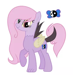 Size: 1608x1664 | Tagged: artist:xxcutecookieswirlsxx, derpibooru import, female, hybrid, interspecies offspring, oc, oc:destroyed harmony, offspring, parent:discord, parent:fluttershy, parents:discoshy, safe, simple background, solo, white background