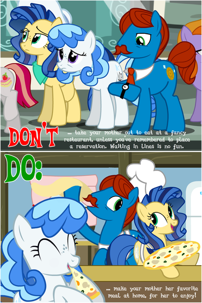 Size: 800x1200 | Tagged: questionable, artist:flash equestria photography, derpibooru import, oc, oc:brass hatches, oc:milky way, oc:whisper steam, unofficial characters only, earth pony, pony, milkmare of trottingham, ask, chef's hat, comic, crotchboobs, female, food, hat, impossibly large crotchboobs, mare, mother's day, necktie, nipples, nudity, pizza, show accurate, tumblr, watch, wristwatch