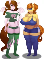 Size: 466x601 | Tagged: anthro, anthro oc, areola, areola slip, artist:fladdykin, big breasts, breasts, chubby, cleavage, delicious flat chest, derpibooru import, fat, huge breasts, oc, oc:creme, oc:latte, plantigrade anthro, suggestive, wardrobe malfunction