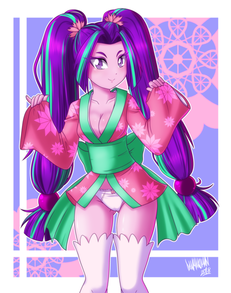 Size: 3000x3800 | Tagged: questionable, artist:danmakuman, derpibooru import, aria blaze, equestria girls, rainbow rocks, 2018, adorasexy, ariabetes, breasts, busty aria blaze, cameltoe, cleavage, clothes, cute, female, frilly underwear, kimono (clothing), kimono minidress, looking at you, panties, pigtails, ribbon, sexy, simple background, smiling, solo, solo female, transparent background, twintails, underwear, when she smiles, white underwear