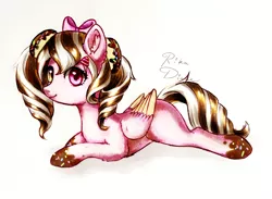 Size: 3642x2672 | Tagged: safe, artist:rikadiane, derpibooru import, oc, pegasus, pony, female, heterochromia, high res, mare, prone, solo, two toned wings