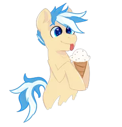 Size: 2400x2500 | Tagged: safe, artist:kiwiscribbles, derpibooru import, oc, oc:vanilla daze, unofficial characters only, food, heart eyes, ice cream, simple background, solo, tongue out, transparent background, wingding eyes