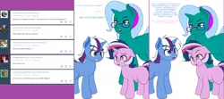 Size: 1804x800 | Tagged: safe, artist:dekomaru, derpibooru import, oc, oc:aurora, oc:hazel lulamoon, oc:nebula, unofficial characters only, pony, unicorn, tumblr:ask twixie, ask, colt, comic, female, filly, magic, magical lesbian spawn, male, offspring, parent:trixie, parent:twilight sparkle, parents:twixie, tumblr