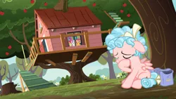 Size: 1600x900 | Tagged: safe, derpibooru import, screencap, apple bloom, cozy glow, scootaloo, sweetie belle, pony, marks for effort, apple tree, clubhouse, crusaders clubhouse, crying, female, filly, tree, treehouse