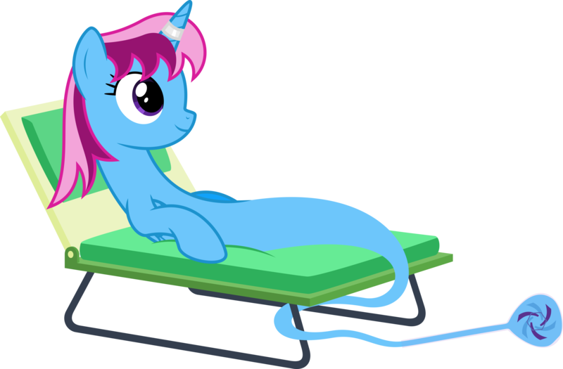 Size: 9761x6400 | Tagged: safe, artist:parclytaxel, derpibooru import, oc, oc:parcly taxel, unofficial characters only, alicorn, genie, genie pony, pony, albumin flask, .svg available, absurd resolution, alicorn oc, bottle, chair, cushion, female, horn ring, lawn chair, mare, on back, relaxing, simple background, smiling, solo, transparent background, vector