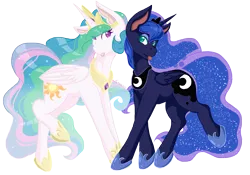 Size: 7029x4911 | Tagged: safe, artist:mscolorsplash, derpibooru import, princess celestia, princess luna, alicorn, pony, absurd resolution, duo, jewelry, necklace, royal sisters, royalty, simple background, tongue out, transparent background