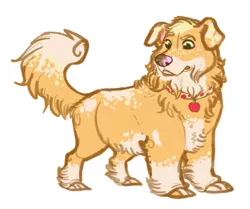 Size: 1280x1068 | Tagged: animal, appledog, applejack, artist:earthsong9405, collar, derpibooru import, dog, dog collar, dogified, female, fluffy au, pet, safe, sheep dog, simple background, solo, species swap, white background