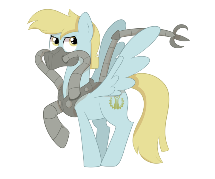 Size: 1024x853 | Tagged: safe, artist:ashidaii, derpibooru import, oc, oc:blitz, pegasus, pony, gas mask, male, mask, mechanical claw, simple background, solo, stallion, transparent background