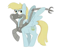 Size: 1024x853 | Tagged: safe, artist:ashidaii, derpibooru import, oc, oc:blitz, pegasus, pony, gas mask, male, mask, mechanical claw, simple background, solo, stallion, transparent background