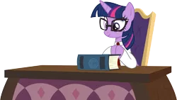 Size: 7680x4320 | Tagged: safe, artist:caliazian, derpibooru import, twilight sparkle, twilight sparkle (alicorn), alicorn, pony, .ai available, absurd resolution, chair, clothes, cute, desk, eea rulebook, female, glasses, necktie, principal, shirt, simple background, solo, transparent background, twiabetes, twilight's professional glasses, vector