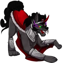 Size: 894x894 | Tagged: safe, artist:animedragonlover, derpibooru import, king sombra, dog, wolf, armor, curved horn, dogified, face down ass up, fangs, male, simple background, solo, sombra eyes, species swap, transparent background, wolfified