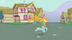 Size: 1280x720 | Tagged: safe, derpibooru import, screencap, snails, snips, pony, unicorn, magic duel, bucktooth, colt, conjoined, conjoined by horn, duo, fused, horn on horn, male, open mouth, ponyville, scared