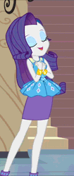 Size: 398x944 | Tagged: safe, derpibooru import, screencap, rarity, equestria girls, equestria girls series, fluttershy's butterflies, animated, beautiful, clothes, cropped, cute, eyes closed, eyeshadow, gif, makeup, pencil skirt, raribetes, skirt, smiling, solo focus